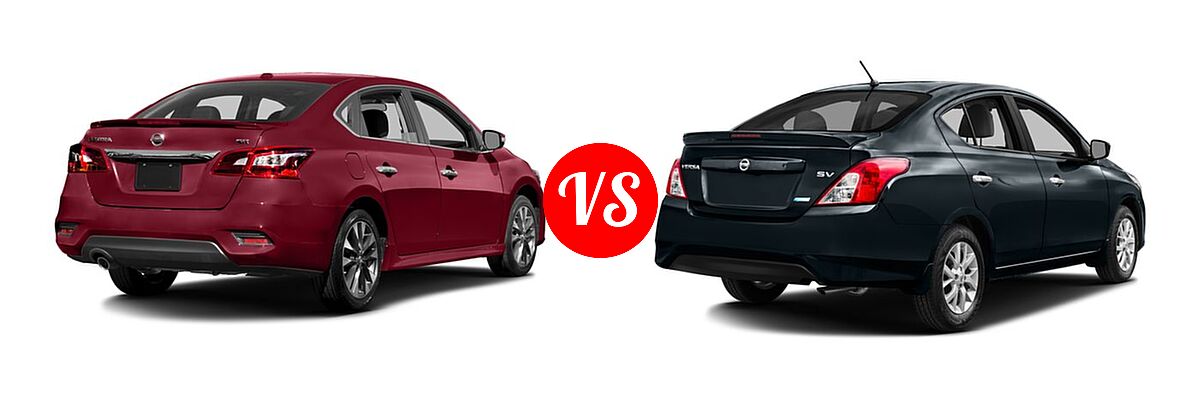 2016 Nissan Sentra Sedan SR vs. 2016 Nissan Versa Sedan S / S Plus / SV - Rear Right Comparison