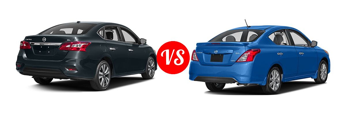 2016 Nissan Sentra Sedan SL vs. 2016 Nissan Versa Sedan SL - Rear Right Comparison