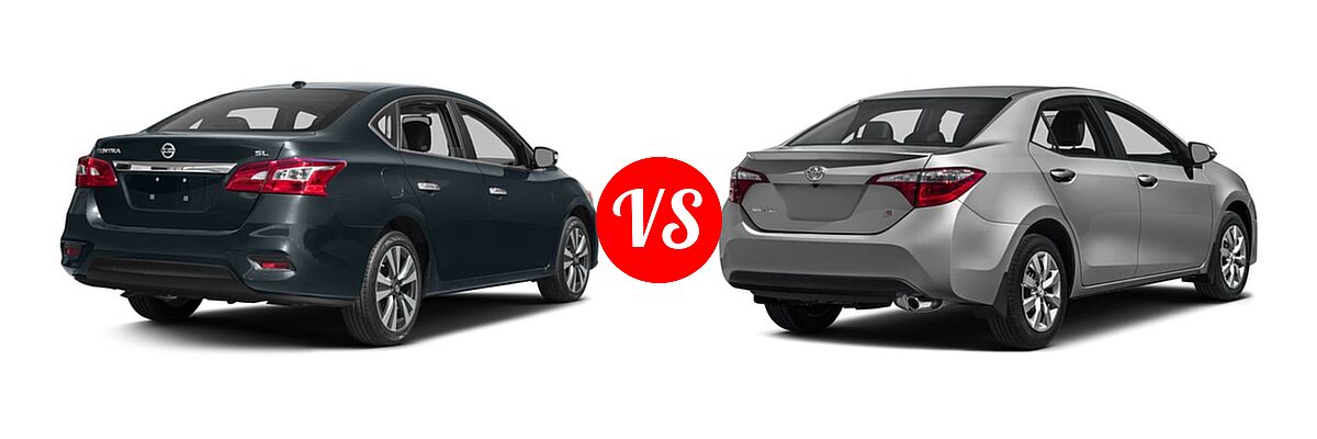 2016 Nissan Sentra Sedan SL vs. 2016 Toyota Corolla Sedan S / S Plus / S Premium / S w/Special Edition Pkg - Rear Right Comparison