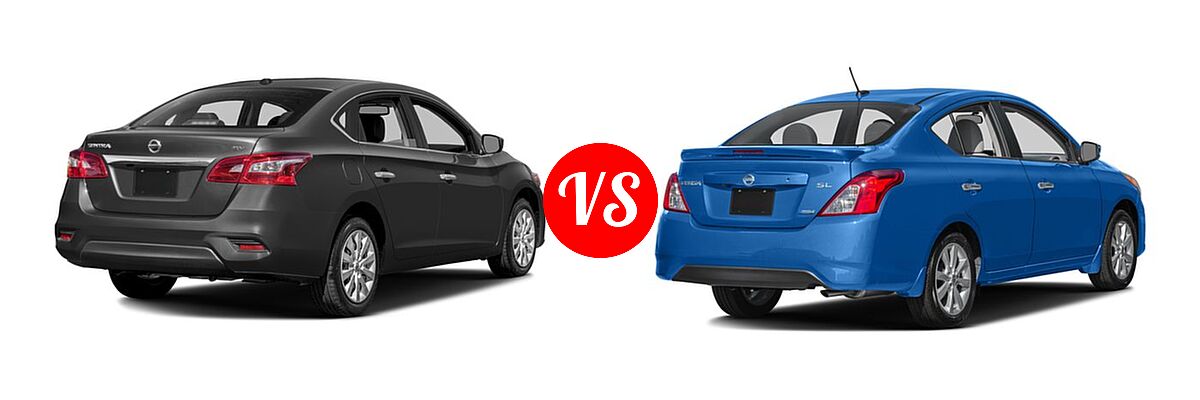 2016 Nissan Sentra Sedan S / SV vs. 2016 Nissan Versa Sedan SL - Rear Right Comparison