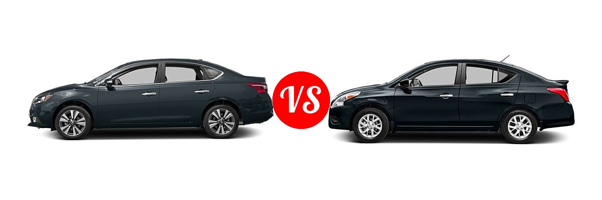 2016 Nissan Sentra Sedan SL vs. 2016 Nissan Versa Sedan S / S Plus / SV - Side Comparison