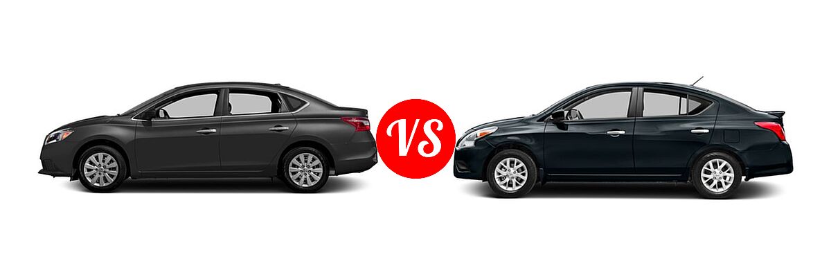 2016 Nissan Sentra Sedan S / SV vs. 2016 Nissan Versa Sedan S / S Plus / SV - Side Comparison