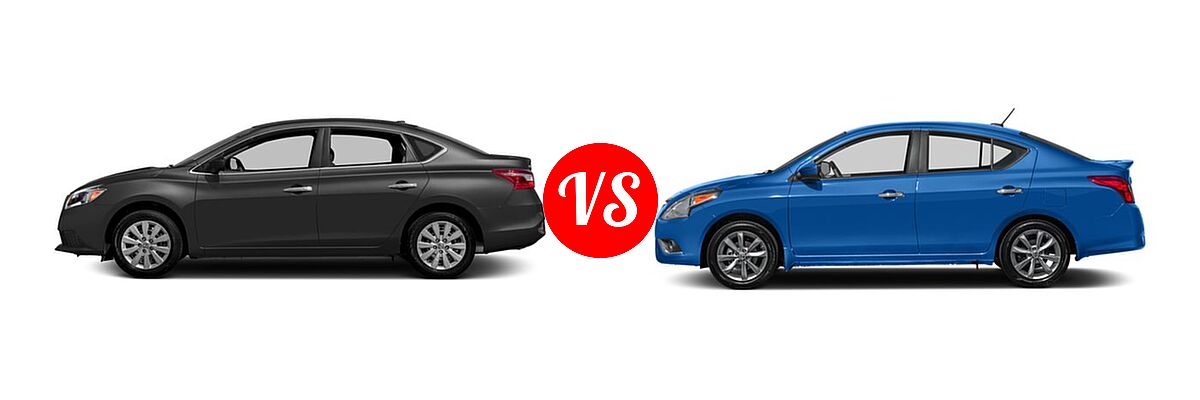 2016 Nissan Sentra Sedan S / SV vs. 2016 Nissan Versa Sedan SL - Side Comparison