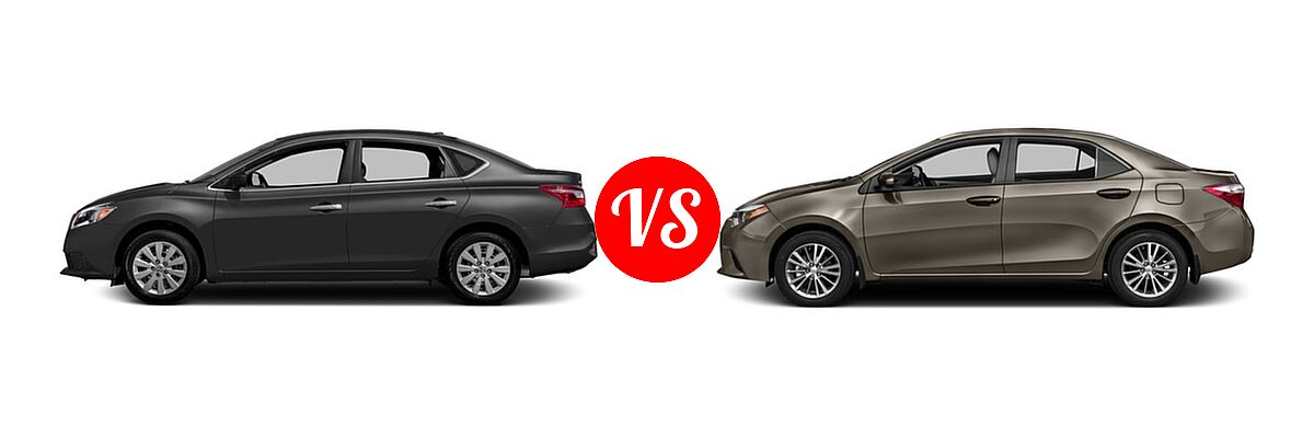 2016 Nissan Sentra Sedan S / SV vs. 2016 Toyota Corolla Sedan L / LE / LE ECO / LE ECO Plus / LE ECO Premium / LE Plus / LE Premium - Side Comparison