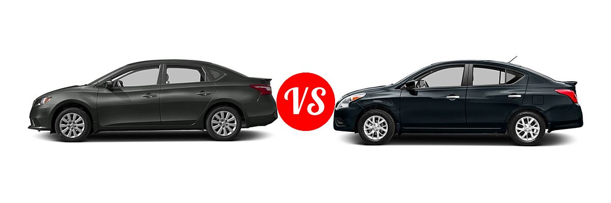 2016 Nissan Sentra Sedan FE+ S vs. 2016 Nissan Versa Sedan S / S Plus / SV - Side Comparison