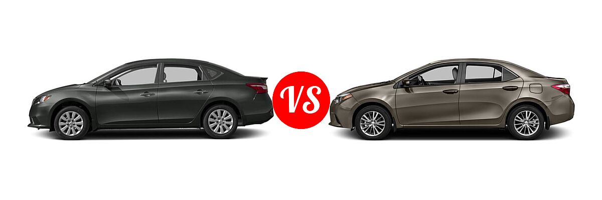 2016 Nissan Sentra Sedan FE+ S vs. 2016 Toyota Corolla Sedan L / LE / LE ECO / LE ECO Plus / LE ECO Premium / LE Plus / LE Premium - Side Comparison