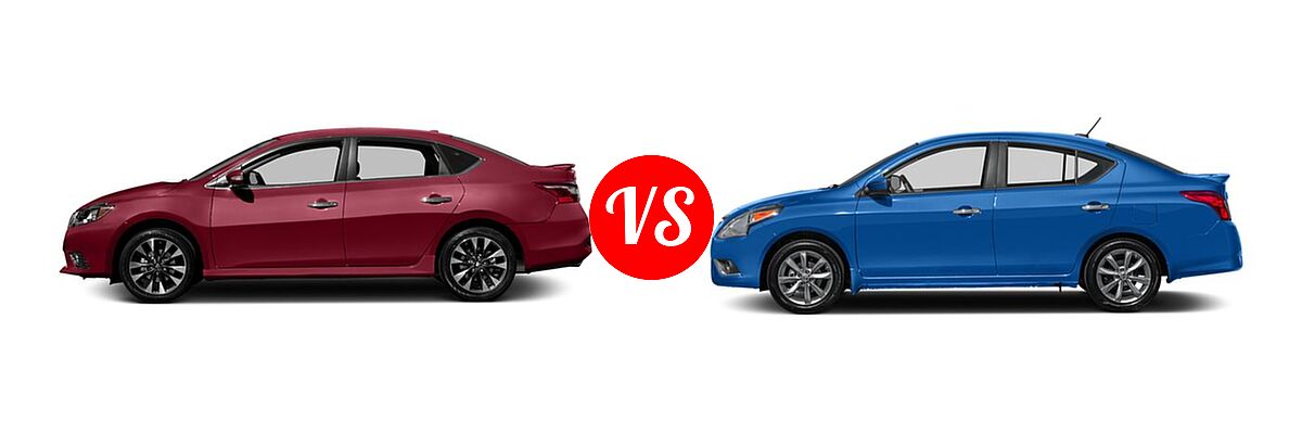 2016 Nissan Sentra Sedan SR vs. 2016 Nissan Versa Sedan SL - Side Comparison