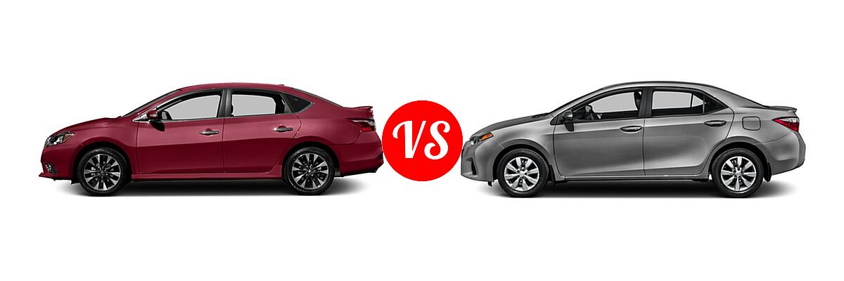 2016 Nissan Sentra Sedan SR vs. 2016 Toyota Corolla Sedan S / S Plus / S Premium / S w/Special Edition Pkg - Side Comparison