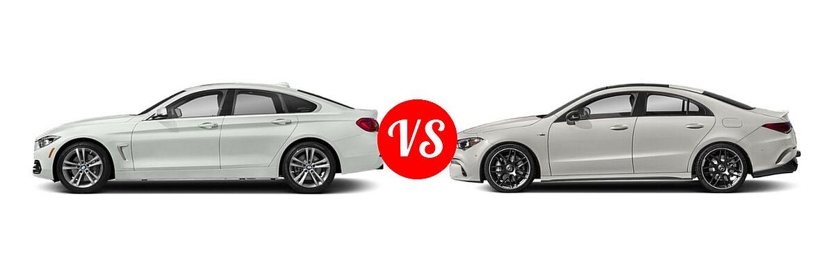 2018 BMW 4 Series Gran Coupe Sedan 440i / 440i xDrive vs. 2021 Mercedes-Benz CLA-Class 45 AMG Sedan AMG CLA 45 - Side Comparison