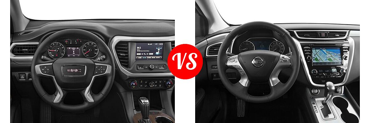 2017 GMC Acadia SUV SL vs. 2017 Nissan Murano SUV S / SV - Dashboard Comparison
