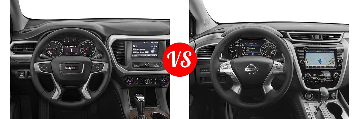 2017 GMC Acadia SUV SL vs. 2017 Nissan Murano SUV Platinum / SL - Dashboard Comparison