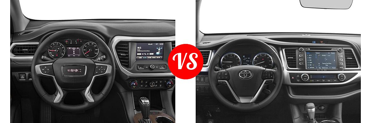 2017 GMC Acadia SUV SL vs. 2017 Toyota Highlander SUV XLE - Dashboard Comparison
