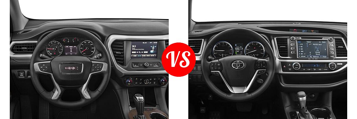 2017 GMC Acadia SUV SL vs. 2017 Toyota Highlander SUV SE - Dashboard Comparison