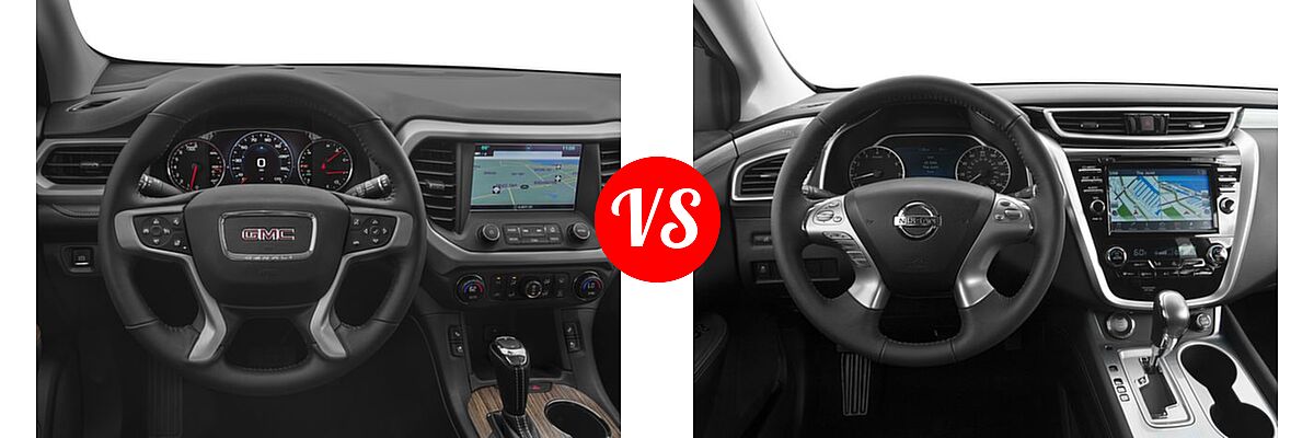 2017 GMC Acadia SUV Denali vs. 2017 Nissan Murano SUV S / SV - Dashboard Comparison