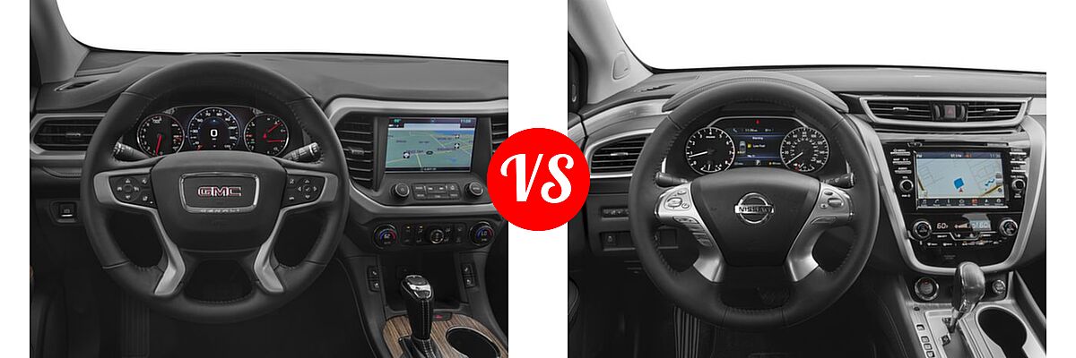 2017 GMC Acadia SUV Denali vs. 2017 Nissan Murano SUV Platinum / SL - Dashboard Comparison