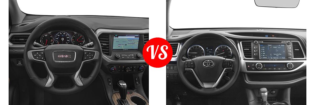 2017 GMC Acadia SUV Denali vs. 2017 Toyota Highlander SUV XLE - Dashboard Comparison