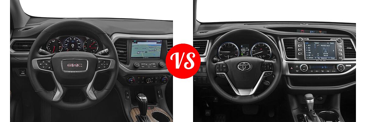 2017 GMC Acadia SUV Denali vs. 2017 Toyota Highlander SUV SE - Dashboard Comparison