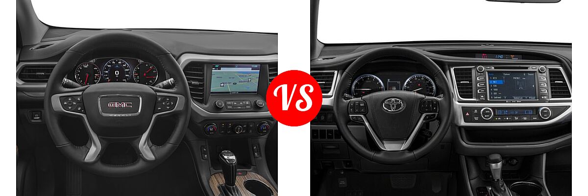 2017 GMC Acadia SUV Denali vs. 2017 Toyota Highlander SUV Limited / Limited Platinum - Dashboard Comparison