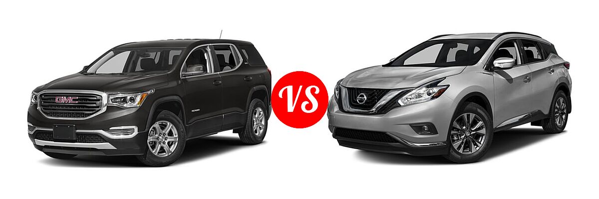 2017 GMC Acadia SUV SL vs. 2017 Nissan Murano SUV S / SV - Front Left Comparison
