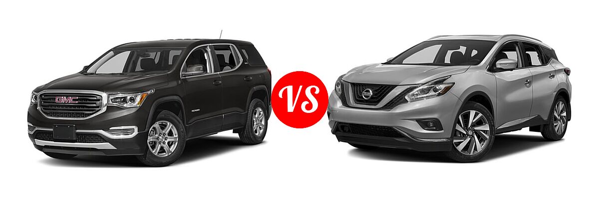 2017 GMC Acadia SUV SL vs. 2017 Nissan Murano SUV Platinum / SL - Front Left Comparison
