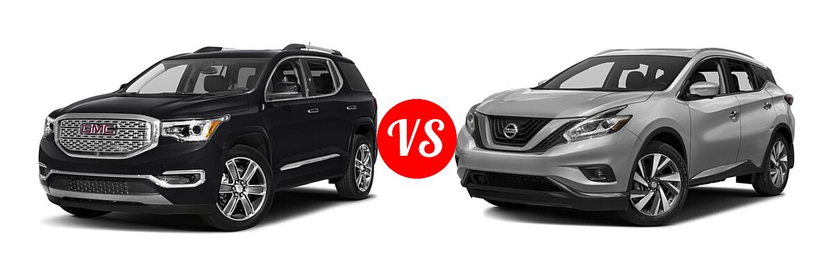 2017 GMC Acadia SUV Denali vs. 2017 Nissan Murano SUV Platinum / SL - Front Left Comparison
