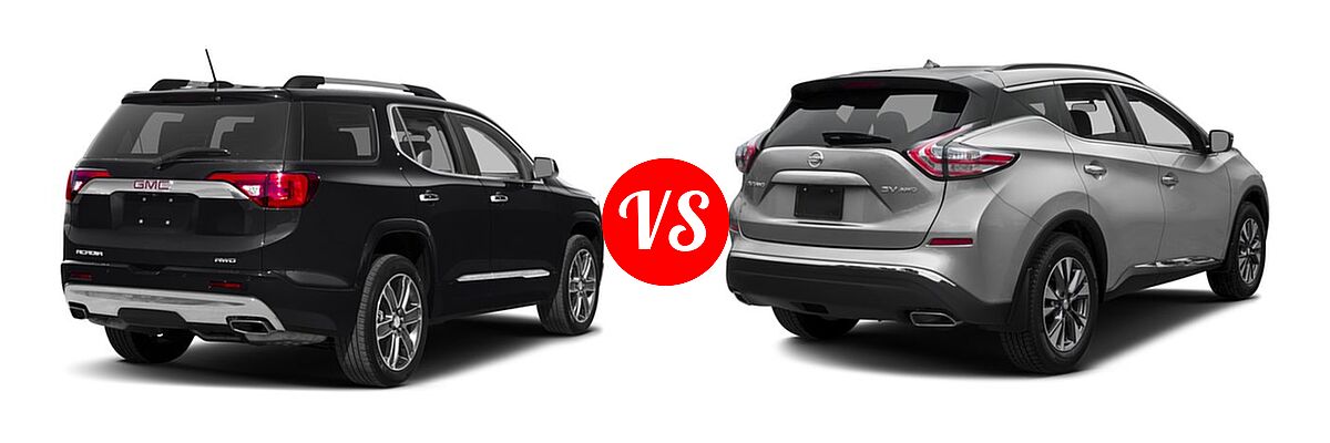 2017 GMC Acadia SUV Denali vs. 2017 Nissan Murano SUV S / SV - Rear Right Comparison