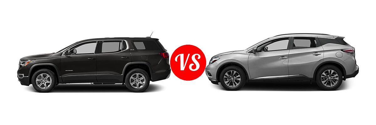 2017 GMC Acadia SUV SL vs. 2017 Nissan Murano SUV S / SV - Side Comparison
