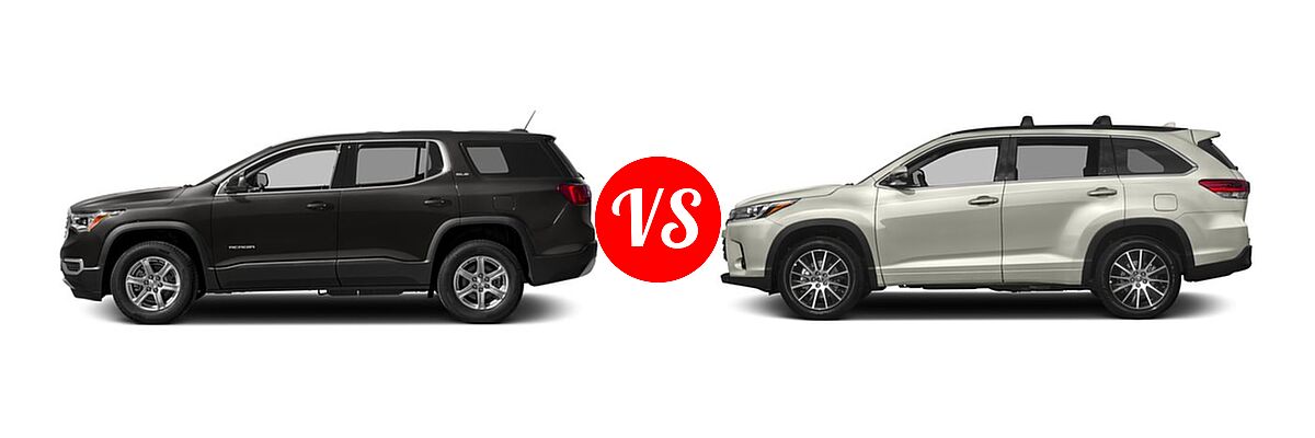 2017 GMC Acadia SUV SL vs. 2017 Toyota Highlander SUV SE - Side Comparison