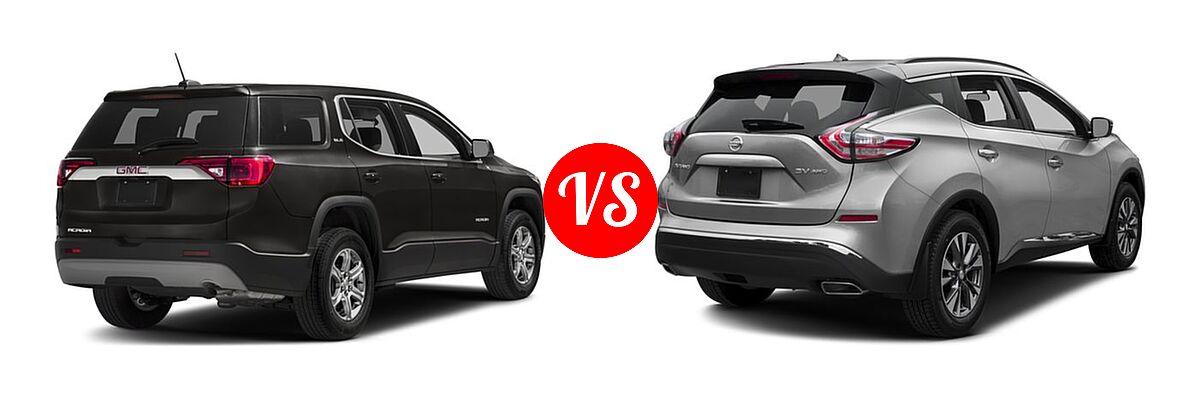 2017 GMC Acadia SUV SL vs. 2017 Nissan Murano SUV S / SV - Rear Right Comparison