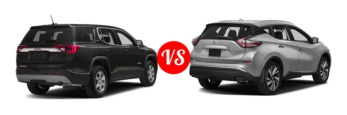 2017 GMC Acadia SUV SL vs. 2017 Nissan Murano SUV Platinum / SL - Rear Right Comparison
