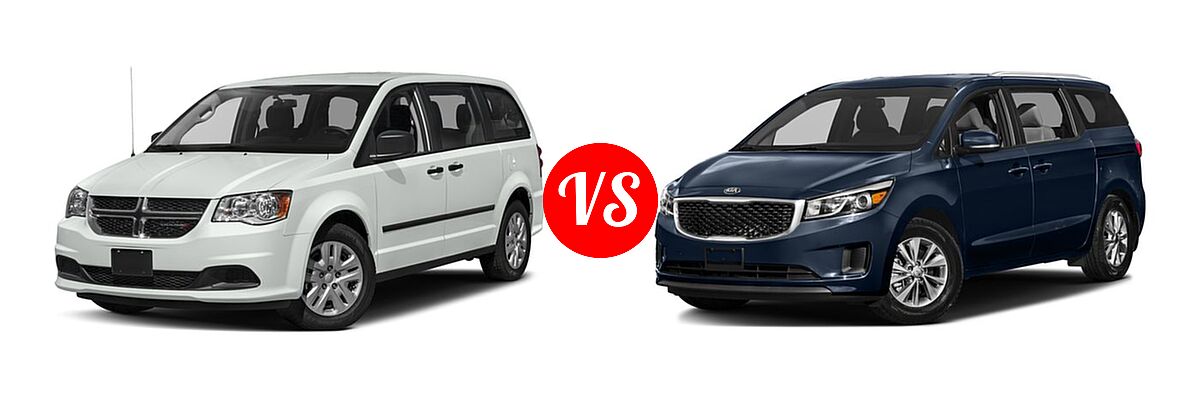 2018 Dodge Grand Caravan Minivan SE / SE Plus / SXT vs. 2018 Kia Sedona Minivan EX / L / LX - Front Left Comparison
