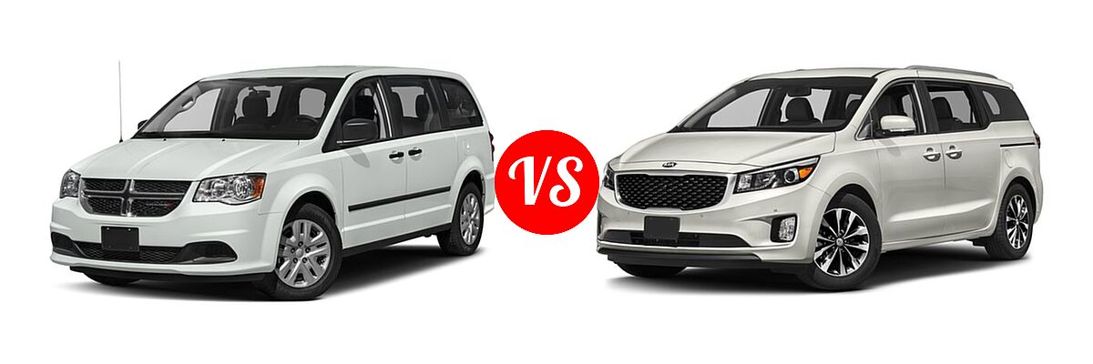 2018 Dodge Grand Caravan Minivan SE / SE Plus / SXT vs. 2018 Kia Sedona Minivan SX - Front Left Comparison