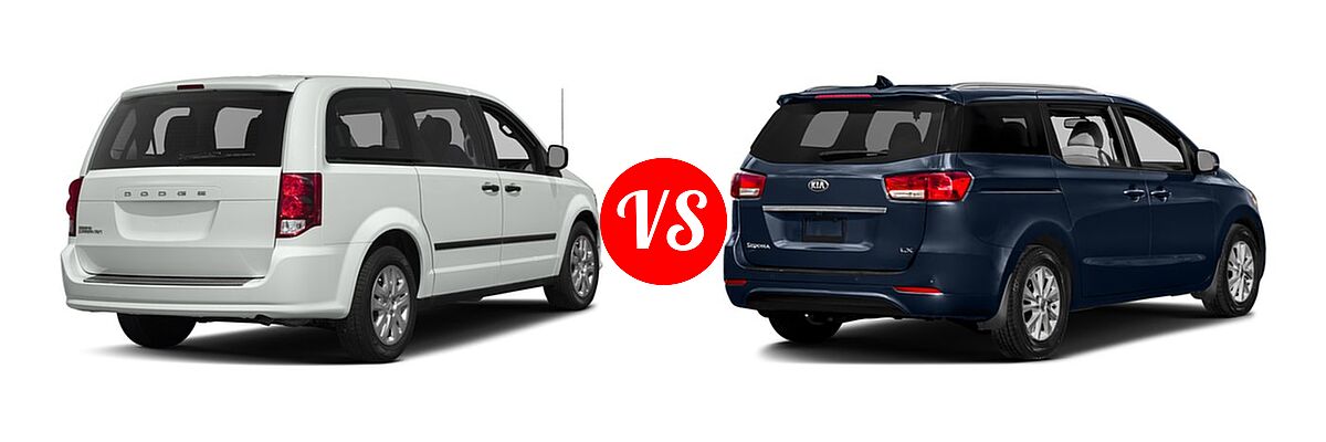 2018 Dodge Grand Caravan Minivan SE / SE Plus / SXT vs. 2018 Kia Sedona Minivan EX / L / LX - Rear Right Comparison
