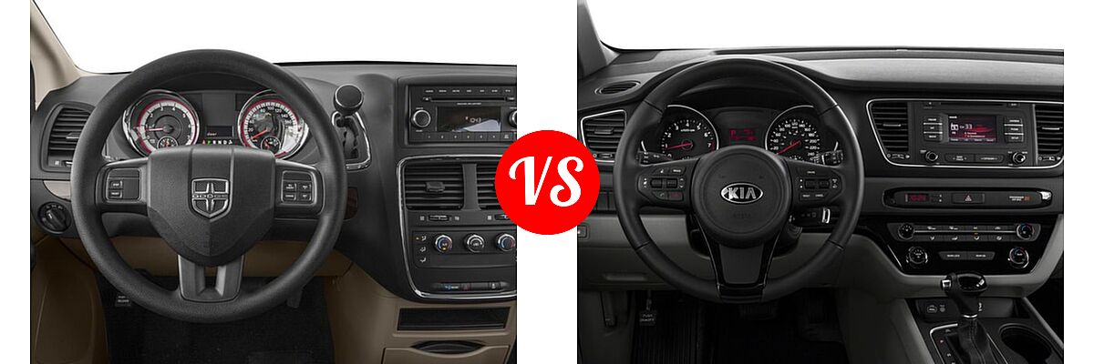 2018 Dodge Grand Caravan Minivan SE / SE Plus / SXT vs. 2018 Kia Sedona Minivan EX / L / LX - Dashboard Comparison