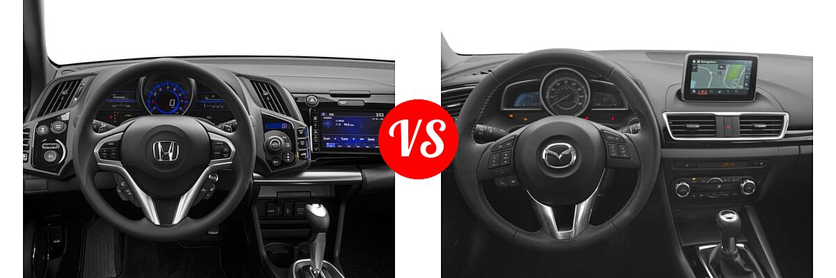 2016 Honda CR-Z Hatchback LX vs. 2016 Mazda 3 Hatchback i Grand Touring / s Grand Touring - Dashboard Comparison