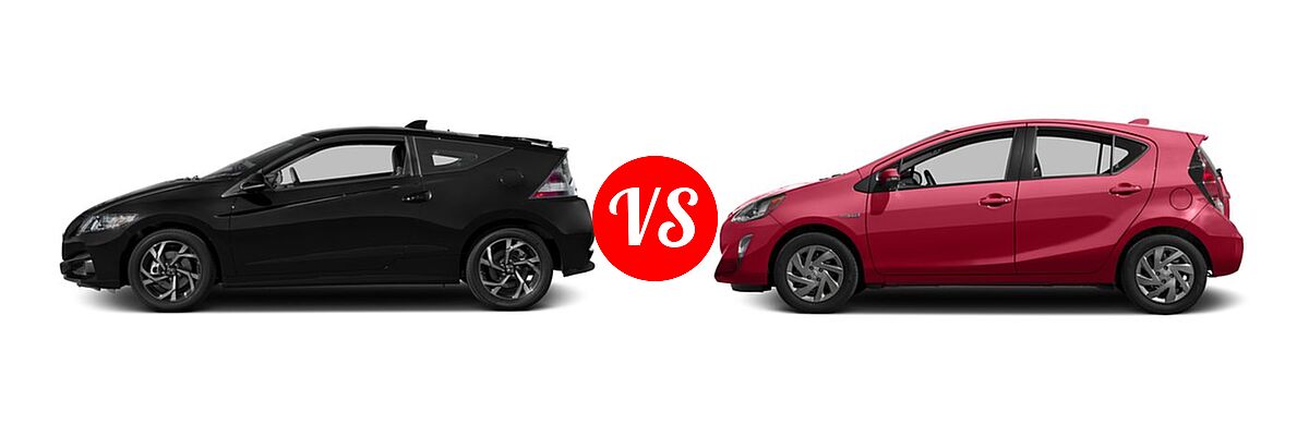 2016 Honda CR-Z Hatchback EX vs. 2016 Toyota Prius c Hatchback Four / One / Persona Series / Three / Two - Side Comparison