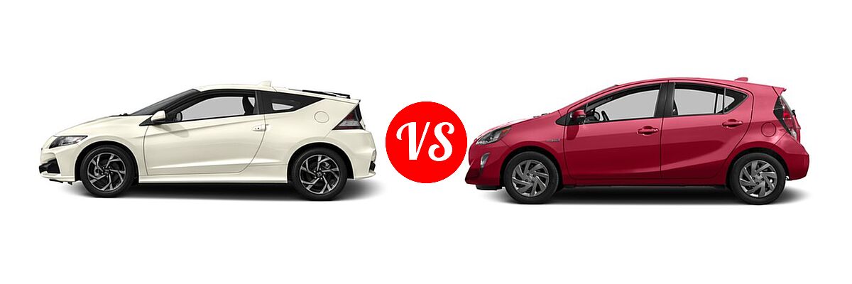 2016 Honda CR-Z Hatchback LX vs. 2016 Toyota Prius c Hatchback Four / One / Persona Series / Three / Two - Side Comparison