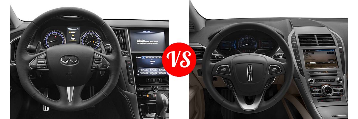 2017 Infiniti Q50 Sedan 2.0t Sport / 3.0t Sport vs. 2017 Lincoln MKZ Sedan Hybrid Hybrid Black Label / Hybrid Premiere / Hybrid Reserve / Hybrid Select - Dashboard Comparison