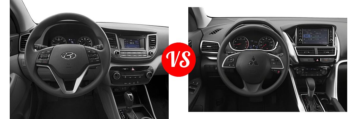 2018 Hyundai Tucson SUV SE / SEL / SEL Plus / Value vs. 2018 Mitsubishi Eclipse Cross SUV ES - Dashboard Comparison