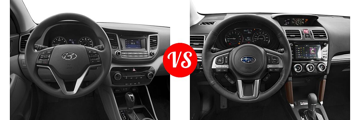 2018 Hyundai Tucson SUV SE / SEL / SEL Plus / Value vs. 2018 Subaru Forester SUV Touring - Dashboard Comparison