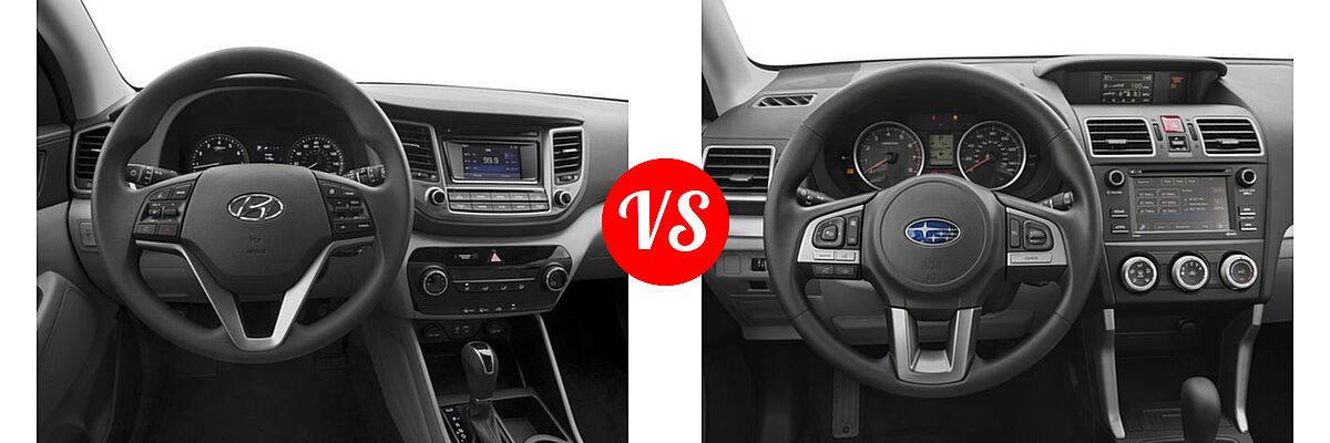 2018 Hyundai Tucson SUV SE / SEL / SEL Plus / Value vs. 2018 Subaru Forester SUV 2.5i Manual - Dashboard Comparison