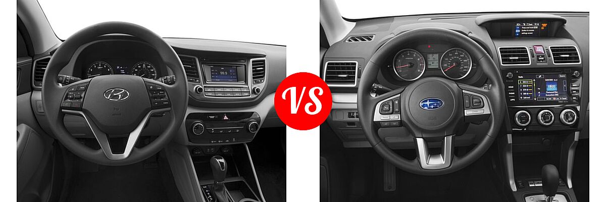 2018 Hyundai Tucson SUV SE / SEL / SEL Plus / Value vs. 2018 Subaru Forester SUV Premium - Dashboard Comparison