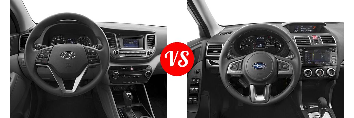 2018 Hyundai Tucson SUV SE / SEL / SEL Plus / Value vs. 2018 Subaru Forester SUV Limited - Dashboard Comparison