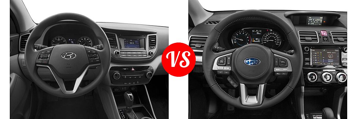 2018 Hyundai Tucson SUV SE / SEL / SEL Plus / Value vs. 2018 Subaru Forester SUV Premium - Dashboard Comparison