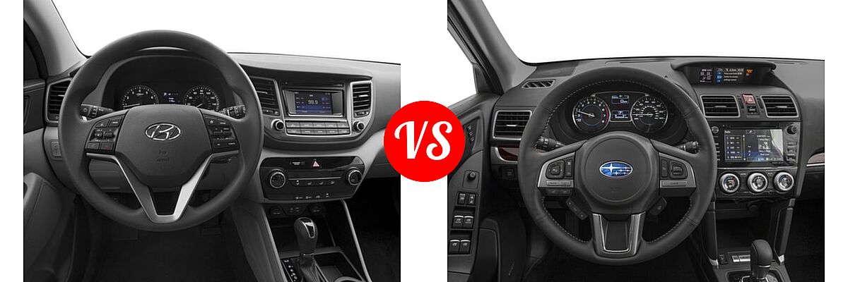 2018 Hyundai Tucson SUV SE / SEL / SEL Plus / Value vs. 2018 Subaru Forester SUV Touring - Dashboard Comparison
