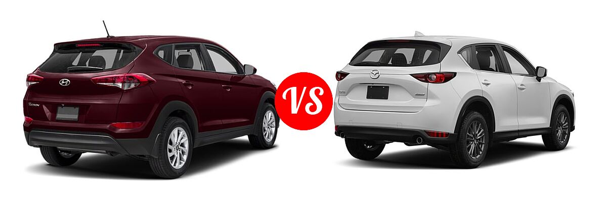 2018 Hyundai Tucson SUV SE / SEL vs. 2018 Mazda CX-5 SUV Sport - Rear Right Comparison
