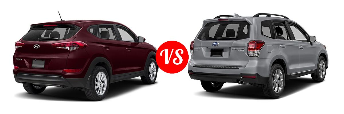 2018 Hyundai Tucson SUV SE / SEL vs. 2018 Subaru Forester SUV Touring - Rear Right Comparison