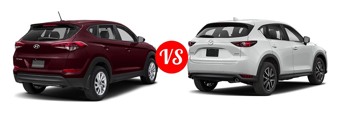 2018 Hyundai Tucson SUV SE / SEL / SEL Plus / Value vs. 2018 Mazda CX-5 SUV Touring - Rear Right Comparison