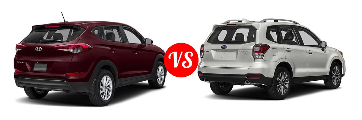 2018 Hyundai Tucson SUV SE / SEL / SEL Plus / Value vs. 2018 Subaru Forester SUV Premium - Rear Right Comparison