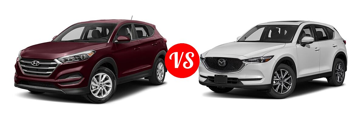 2018 Hyundai Tucson SUV SE / SEL vs. 2018 Mazda CX-5 SUV Grand Touring - Front Left Comparison
